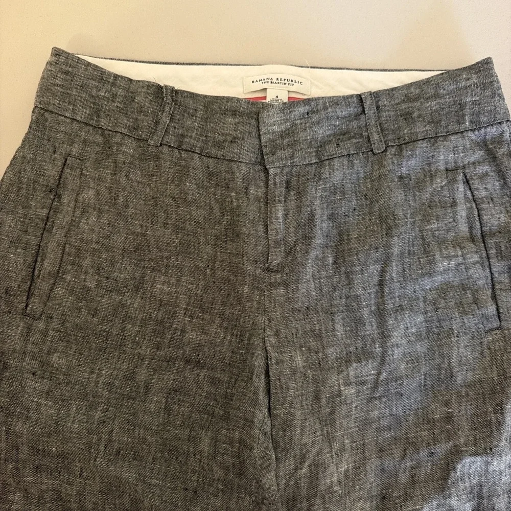 Banana Republic The Martin Fit Linen Pants Women's Size 4 Gray Career Trousers